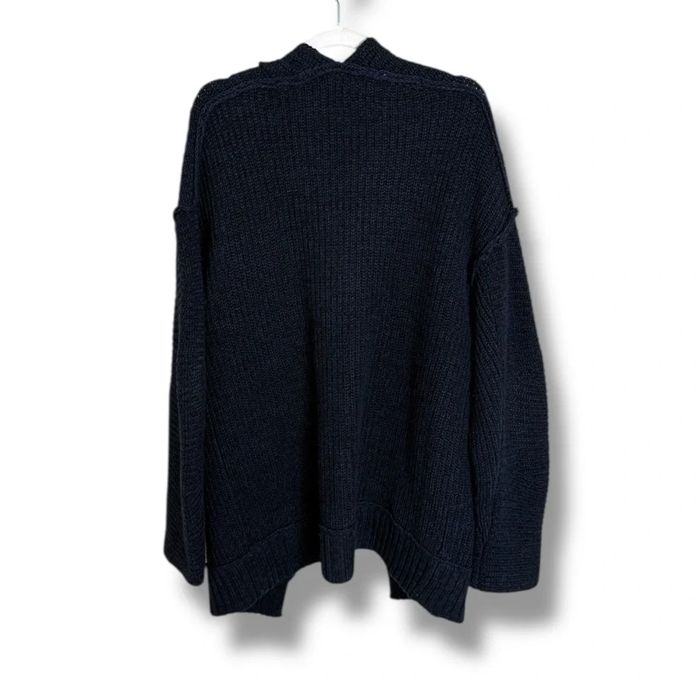 Free People High Hopes Blue Black Open Front Cardigan Size Medium Oversized